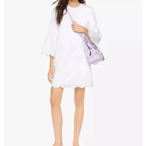 NWT Michael Kors white eyelit lantern sleeve shift dress